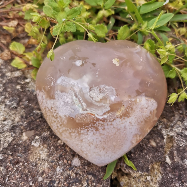 Cœur en agate fleur