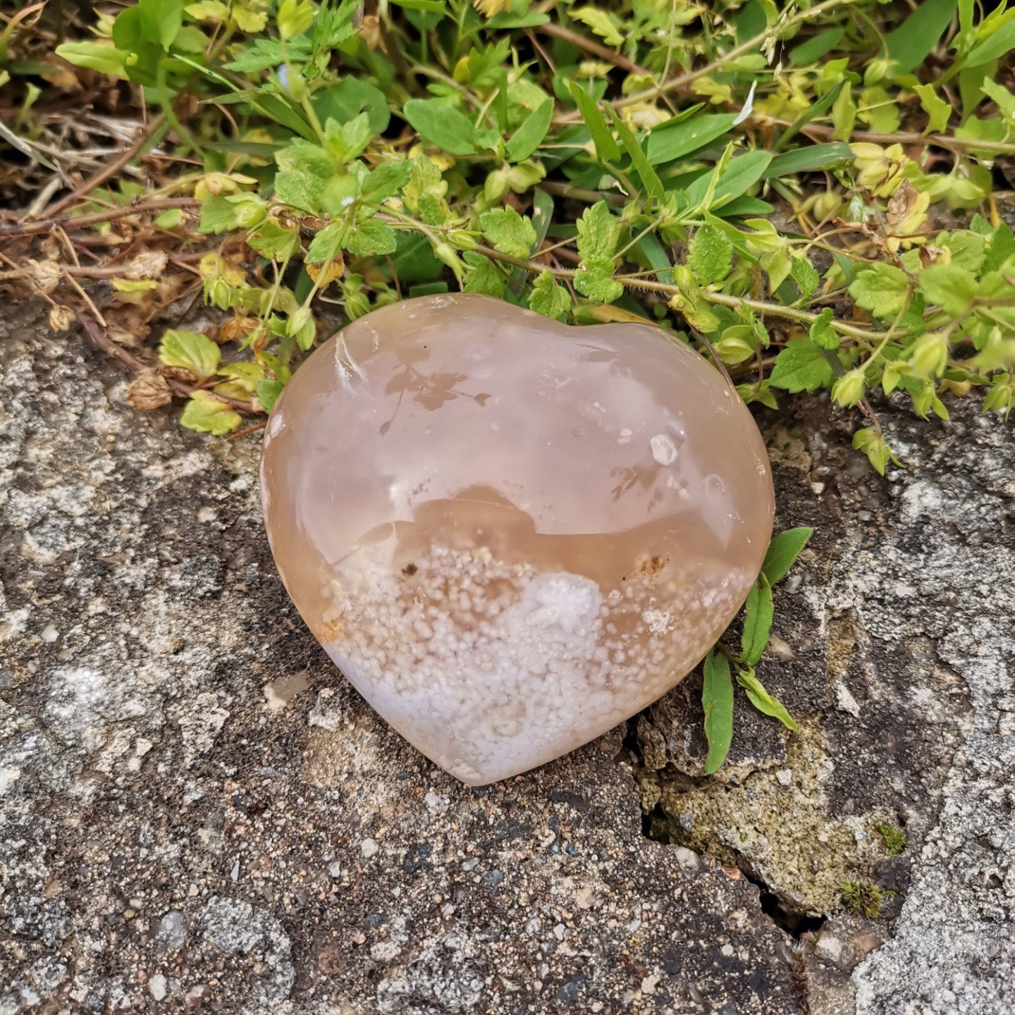 Cœur en agate fleur