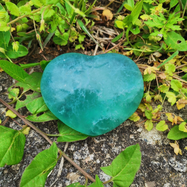 Cœur en fluorite verte