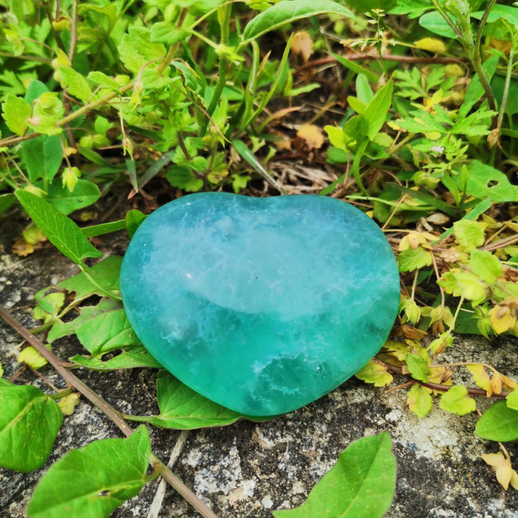 Cœur en fluorite verte