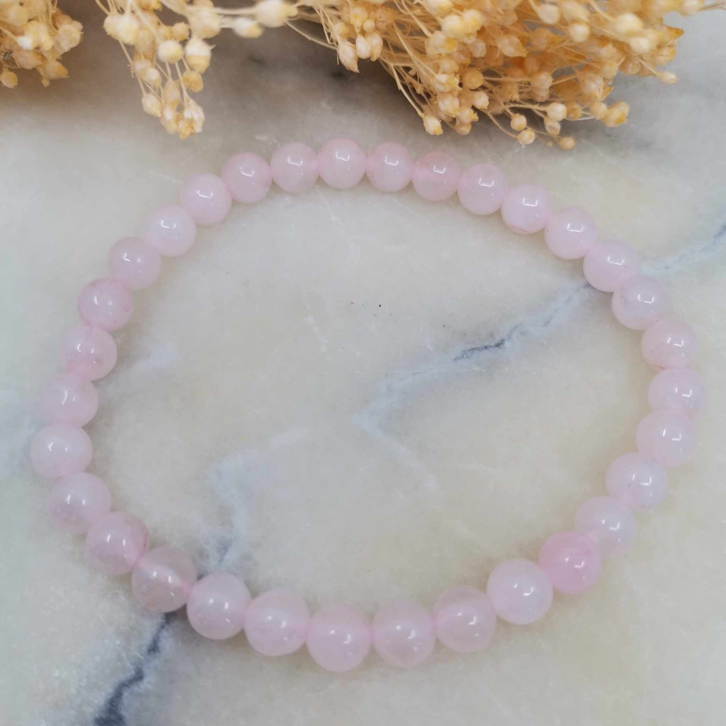 Bracelet en quartz rose 6mm