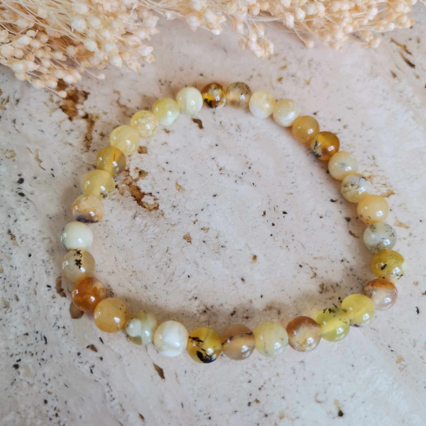 Bracelet opale jaune 6mm